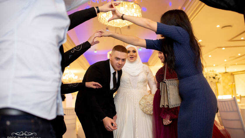 Last to Leave - Lebanese wedding couple leaving 
