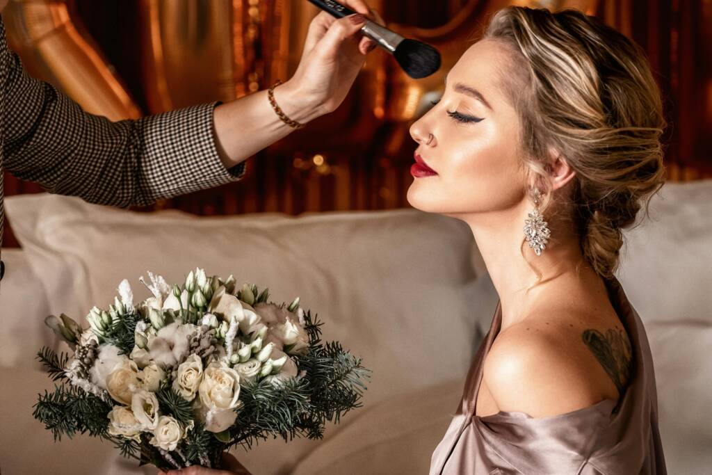 Bride's make-up session portrait photoshoot ideas