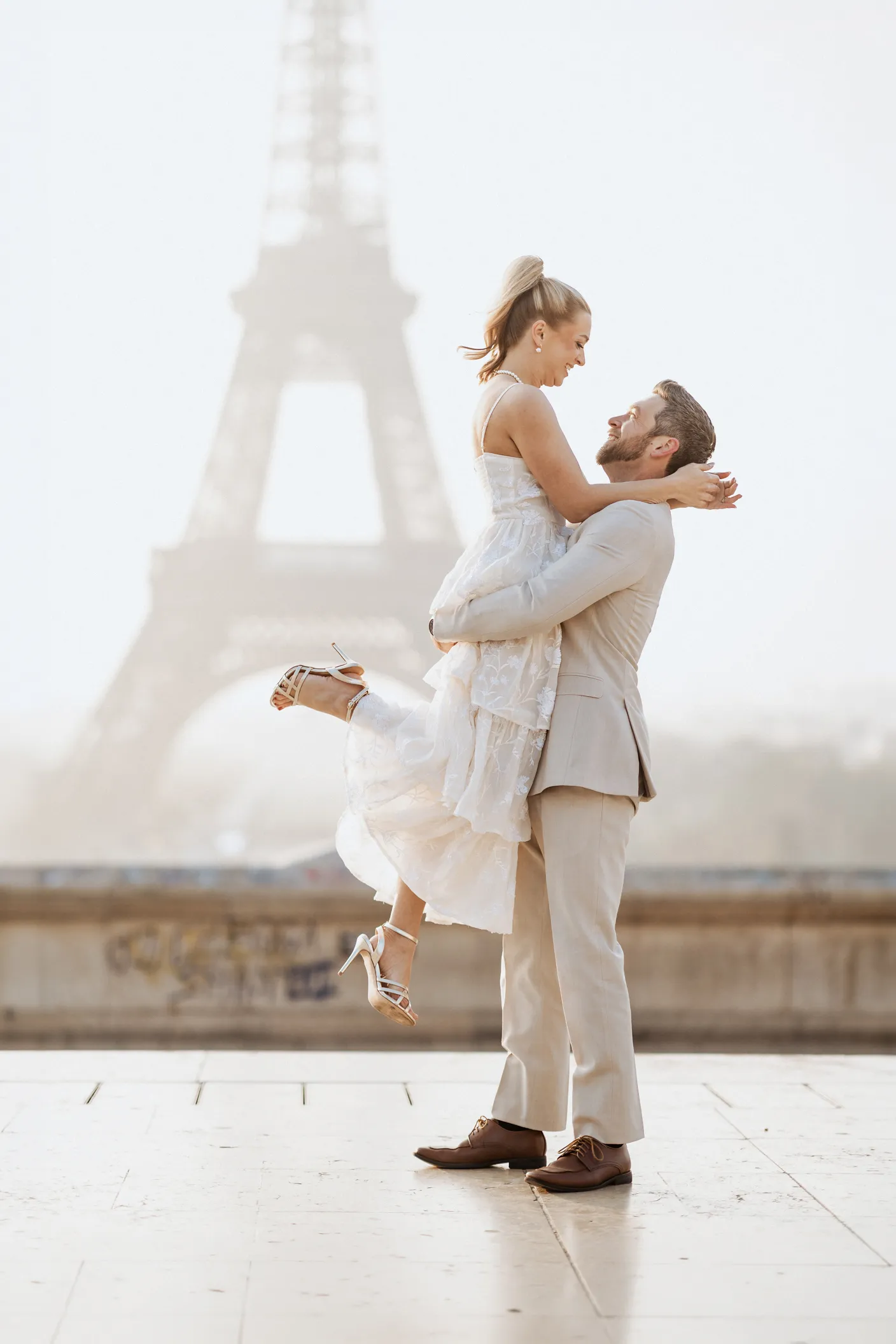 Bride and groom sharing an intimate moment