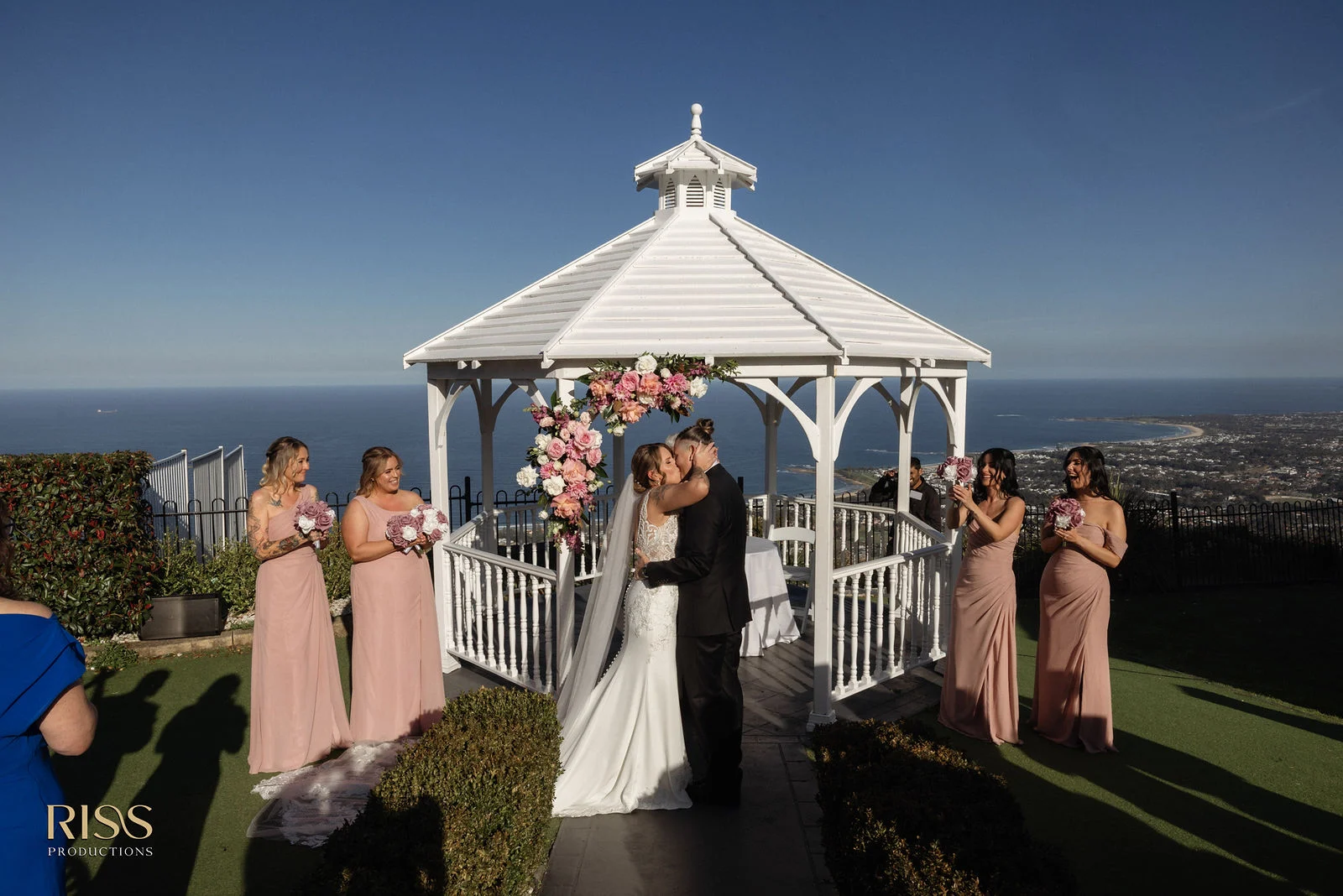 Gazebo wedding ceremony overlooking the coast at Panorama House