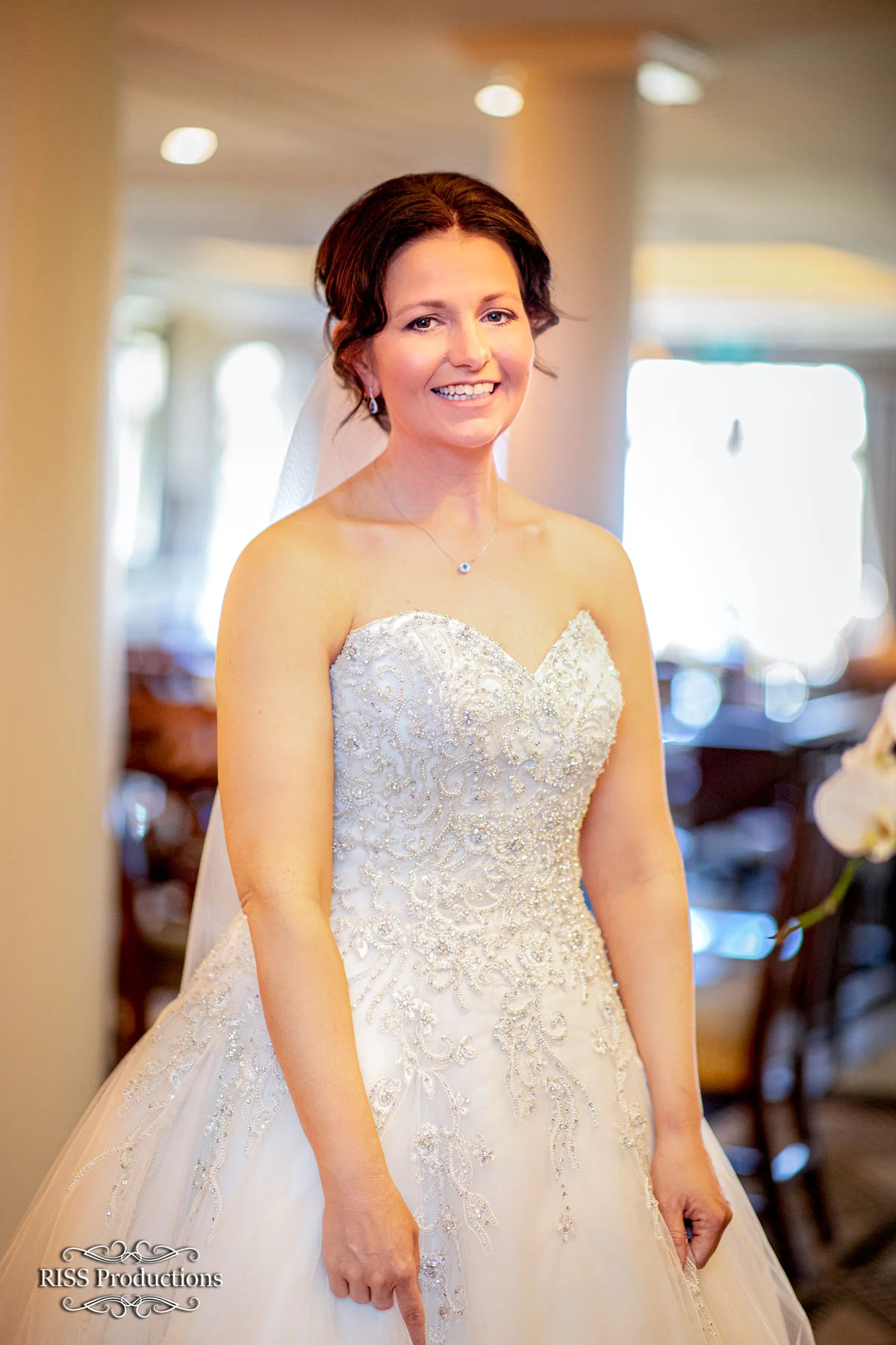 Bride Dannielle in her gown at The Hydro Majestic