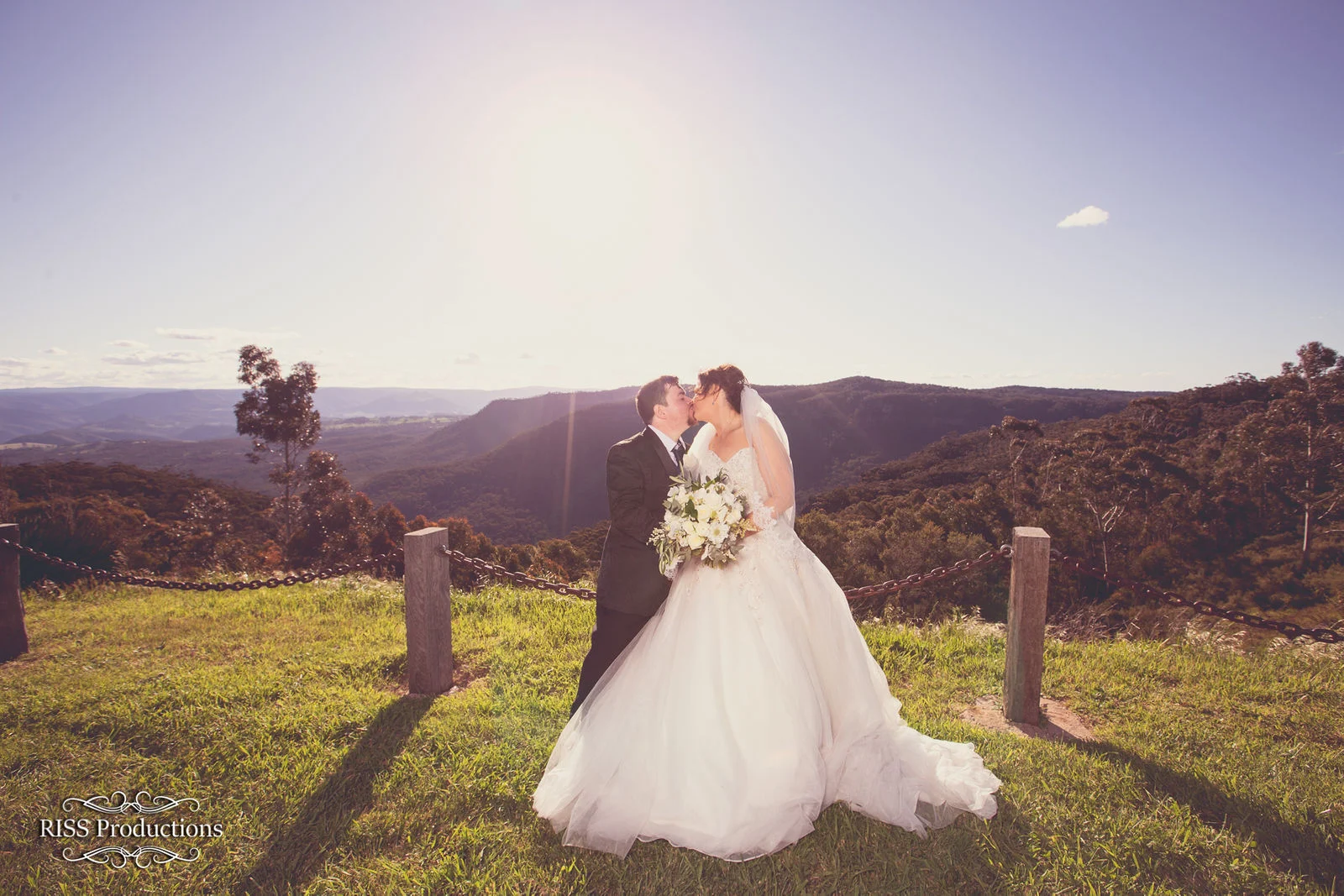 Dannielle and Christian at sunset above the valley at Medlow Bath