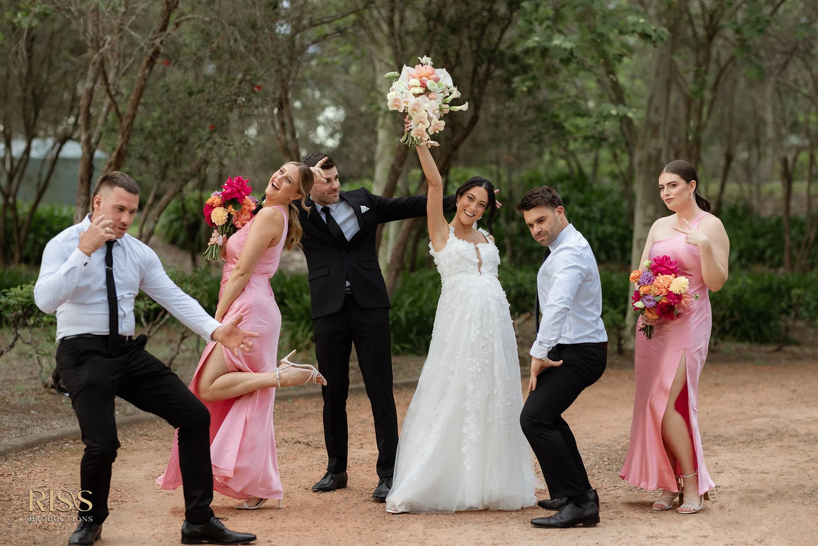 Lana and Blake having fun with their bridal party at Crowne Plaza Hawkesbury Valley