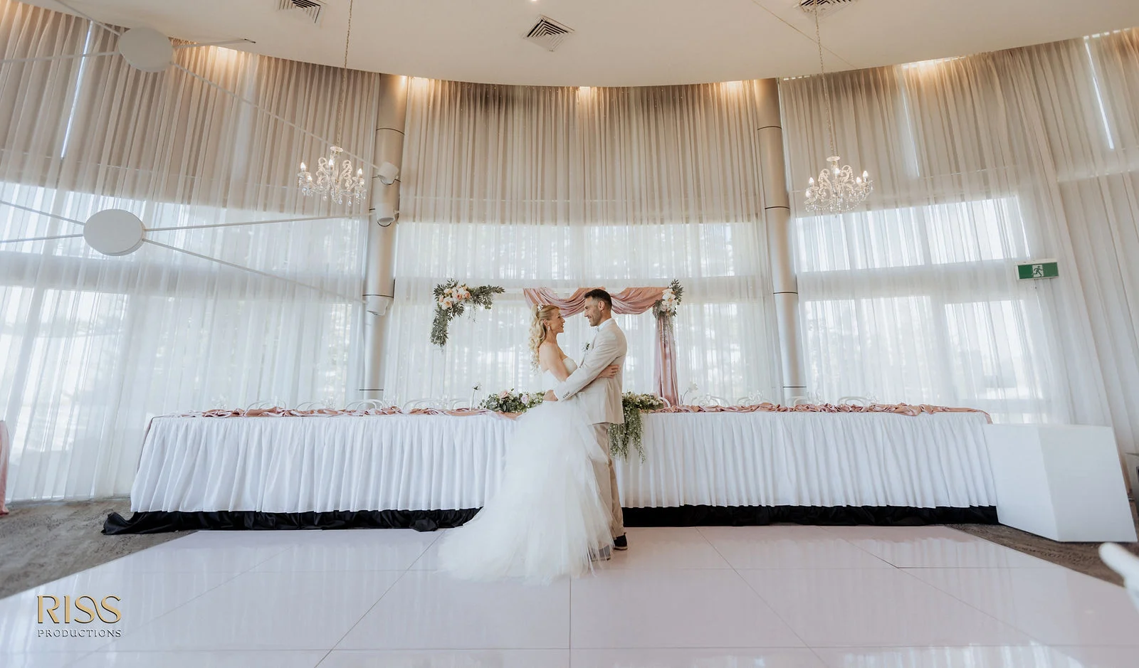 Silje and Chris in their reception room at City Beach Function Centre