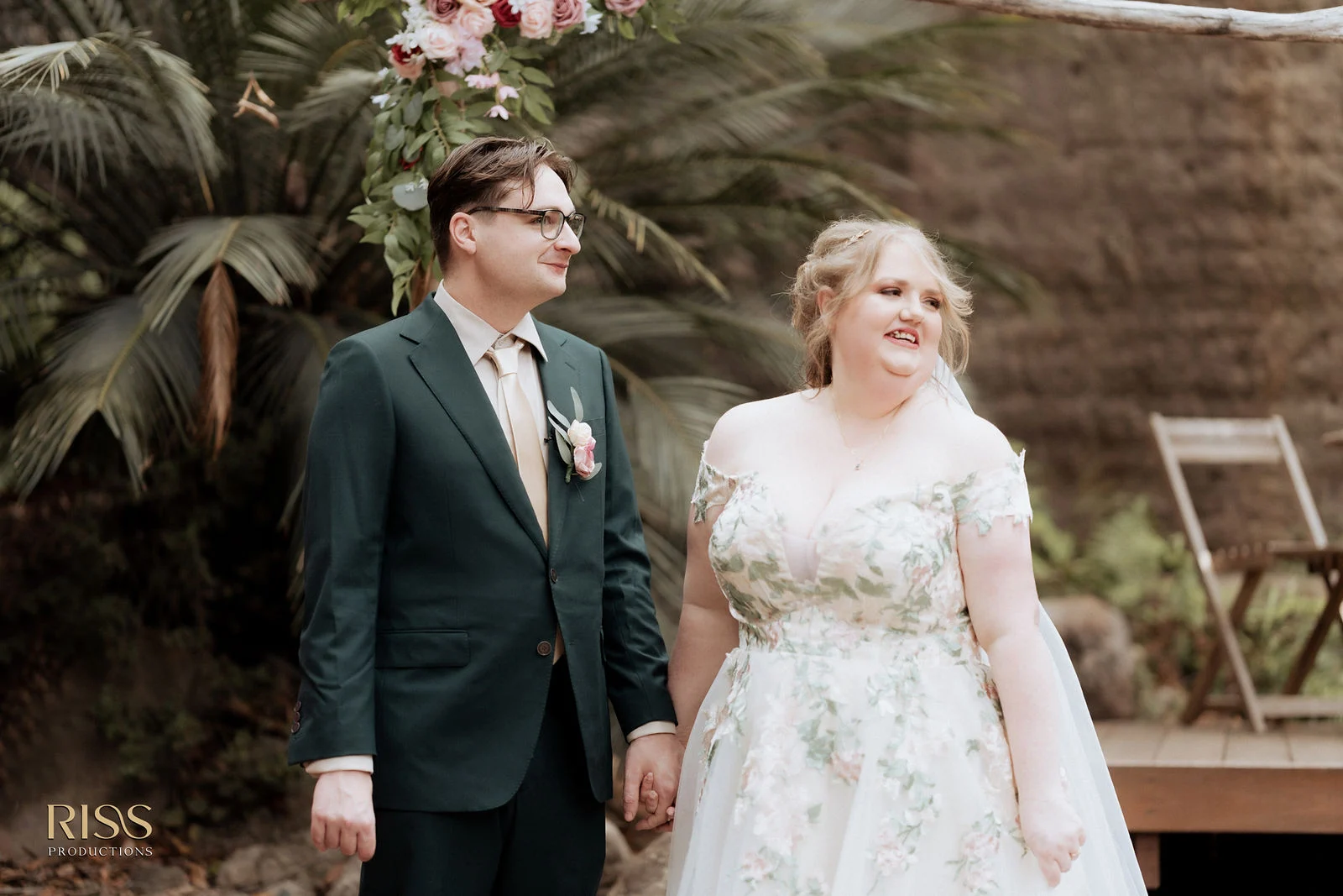 Tiffany and Trent smiling together on their wedding day at Kangaroo Valley Bush Retreat